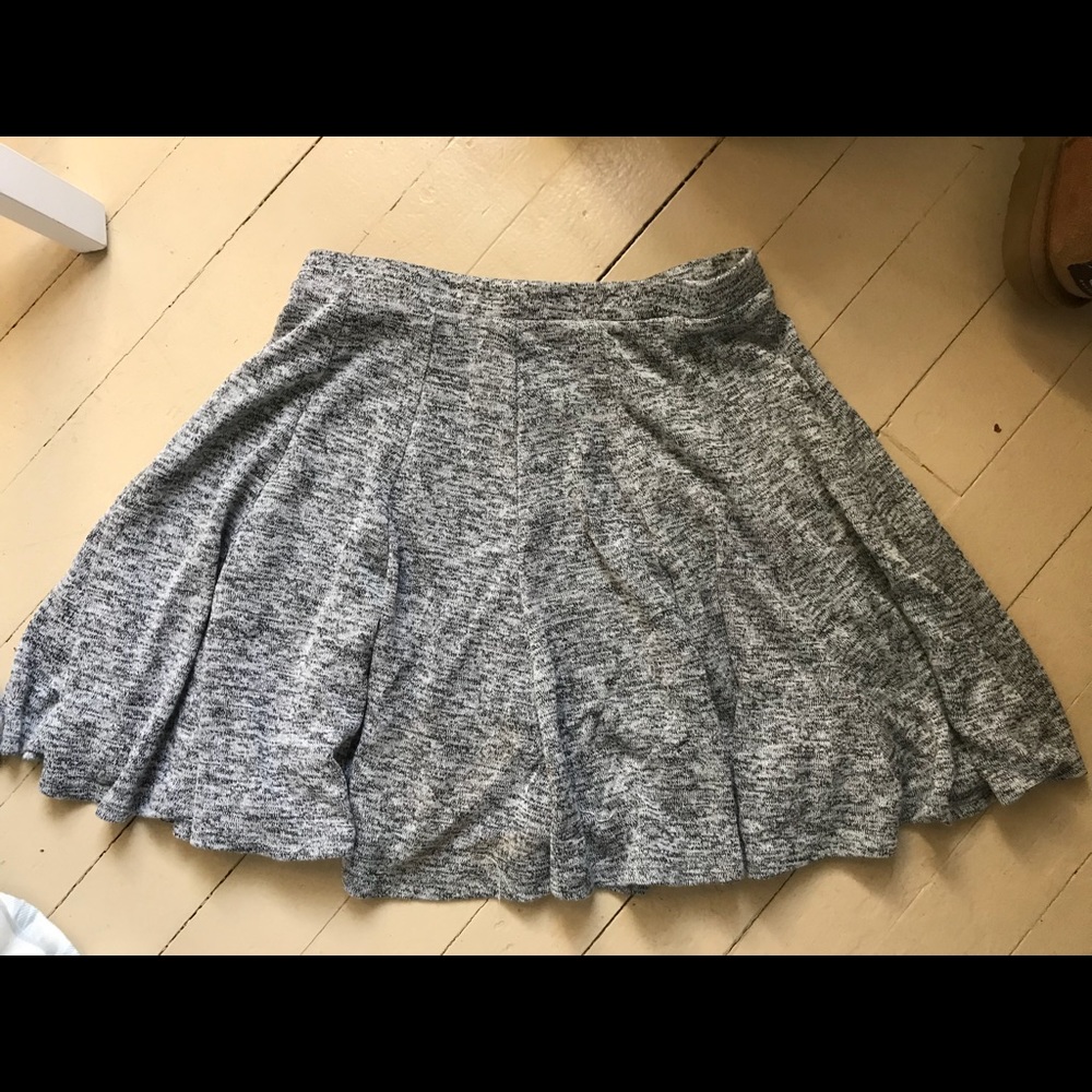 Grey heathered cotton skater skirt